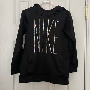 Cute🥰Nike☑️Black & Fuchsia Girls'👧Iridescent Pullover Hoodie Sz 6